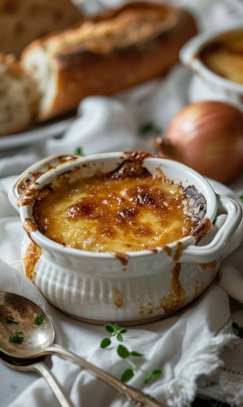 rustic french onion soup meal dinner