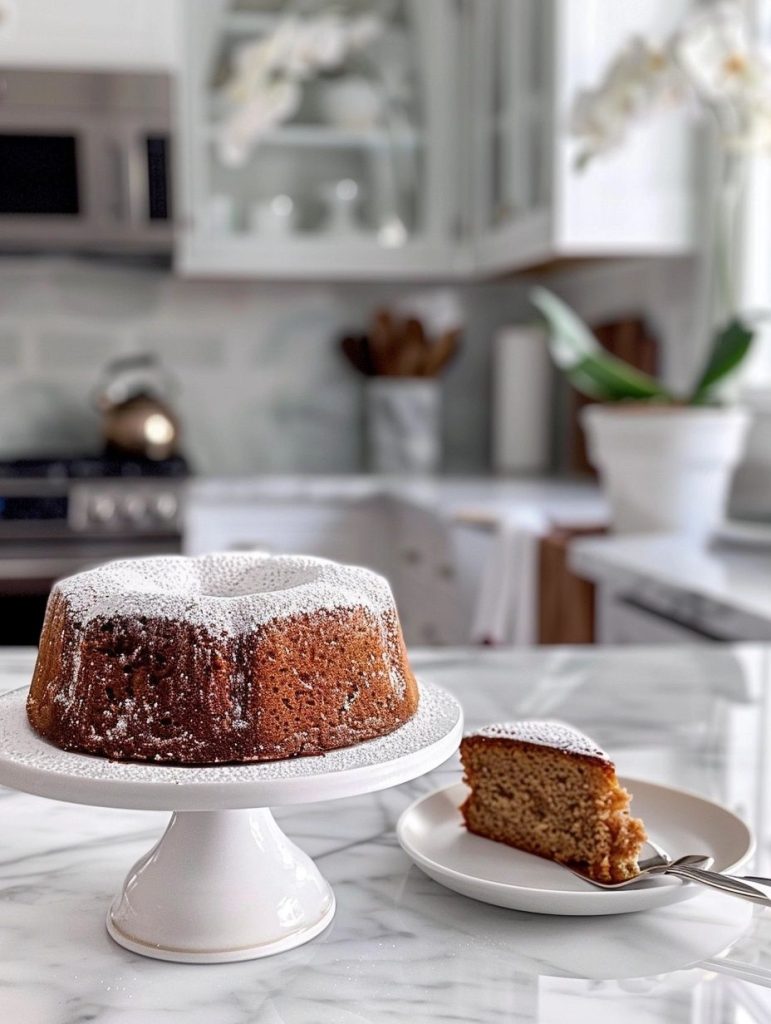 Corsican Chestnut Cake dusted with white sugar