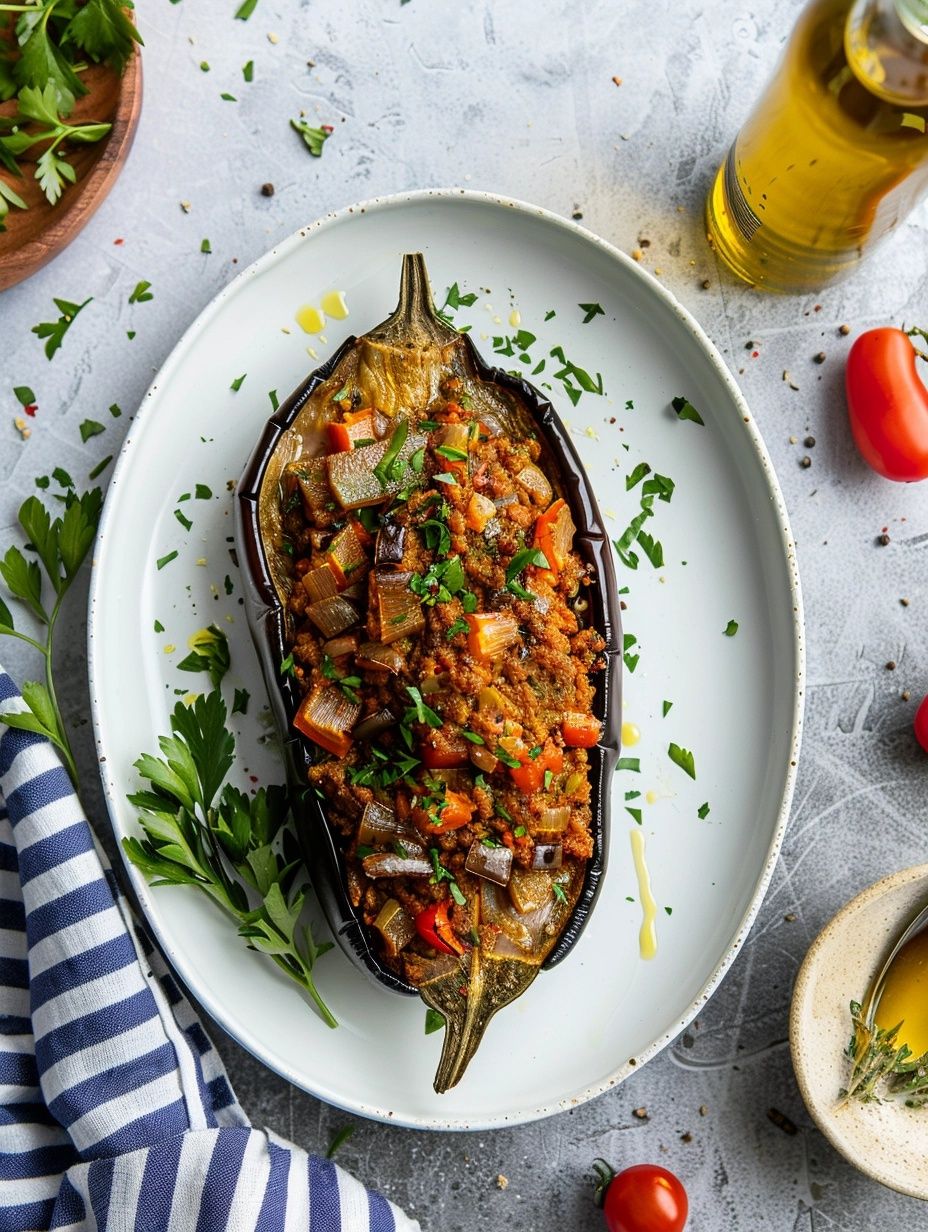 Corsican Stuffed Eggplant with olive oil
