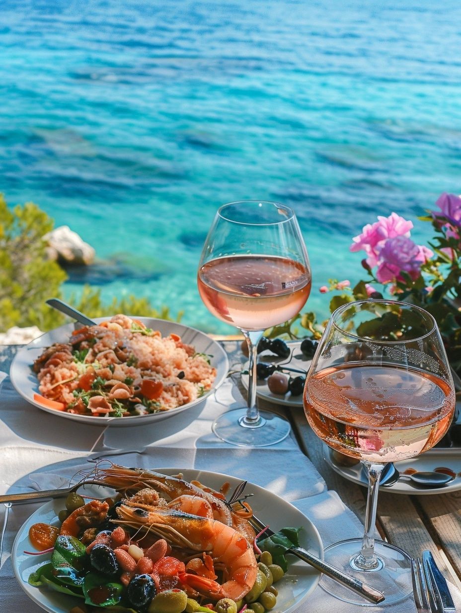 classic Provencal meal served with rose wine
