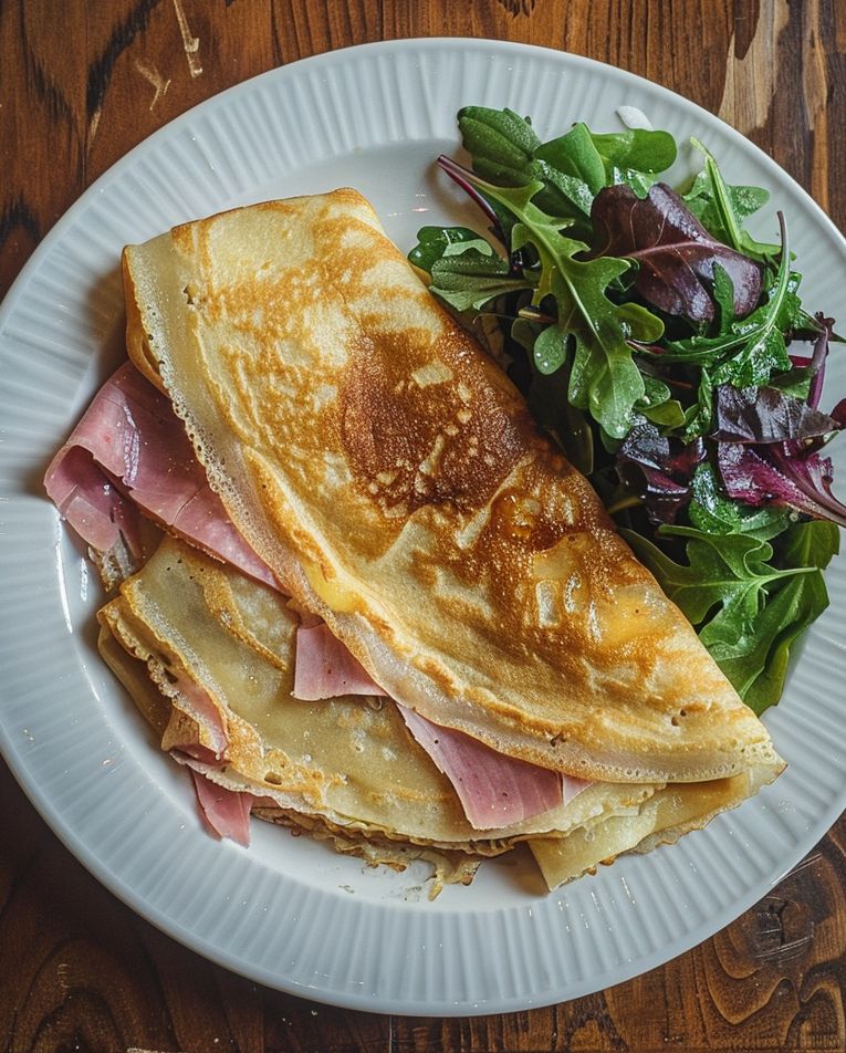 French Galette with ham and cheese lunch