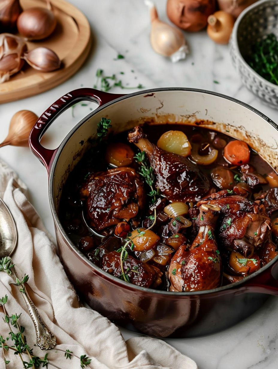 French chicken recipes Coq Au Vin freshly cooked