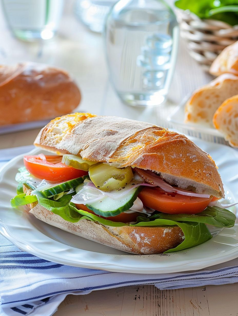 Traditional Pan Bagnat sandwich French Lunch