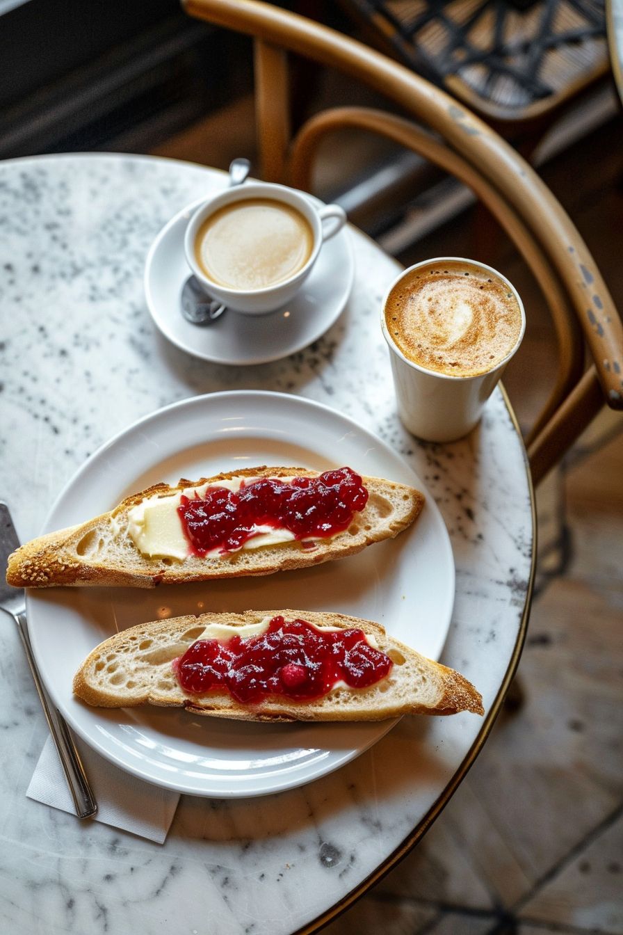 French Breakfast Recipes tartine with butter and jam