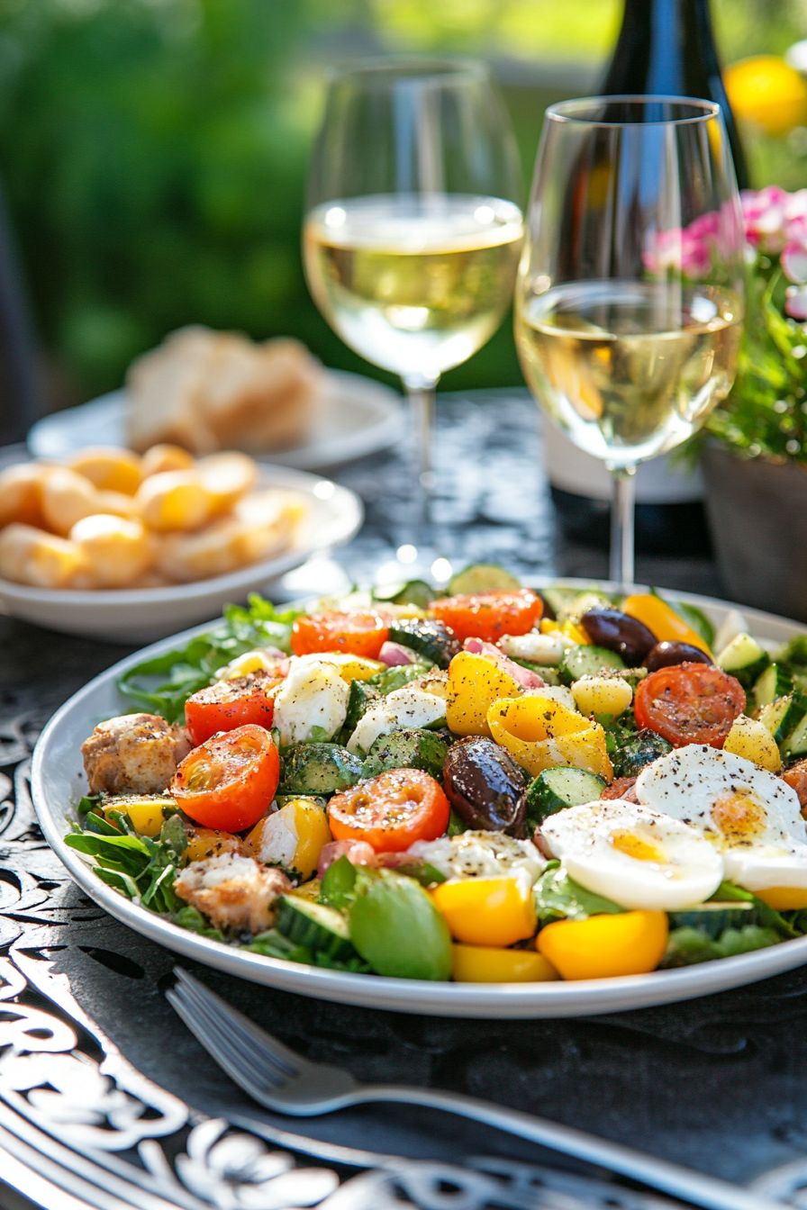 French Seafood Recipes Niçoise Salad served fresh on a provence