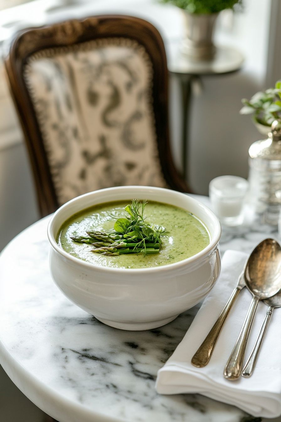 French Spring Dishes Asparagus Soup served fresh