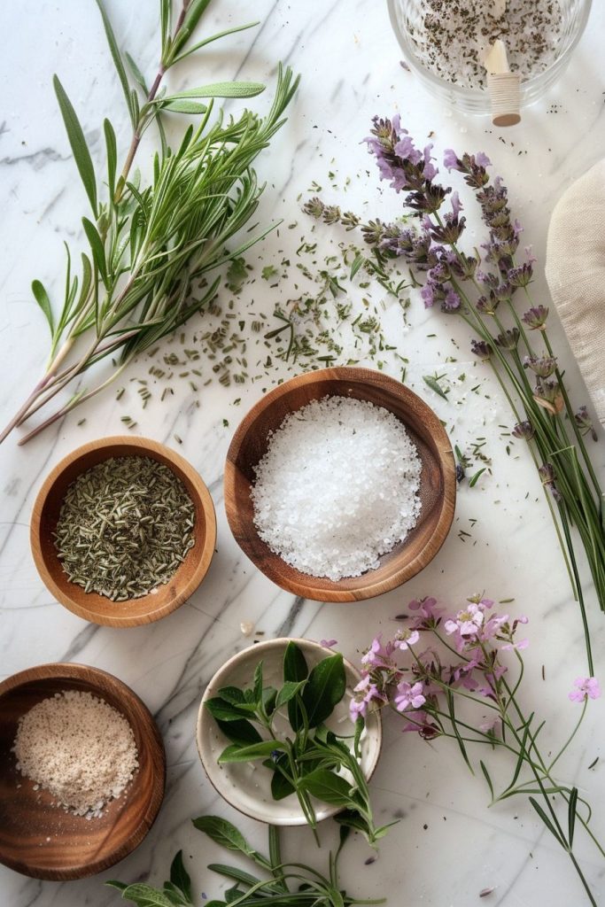 Best French Seasonings Fleur de Sal, Herbes de Provence, Fines Herbes, Bouquet Garni, rosemary, lavender thyme in kitchen