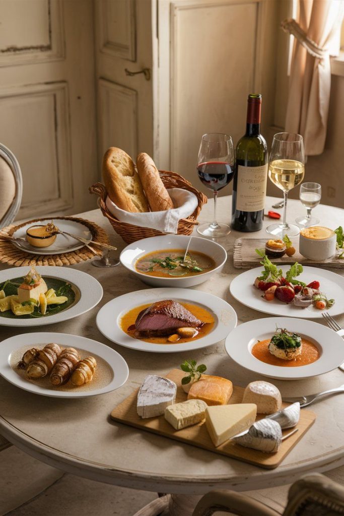 French cuisine dishes showcasing classic gastronomic meal in France