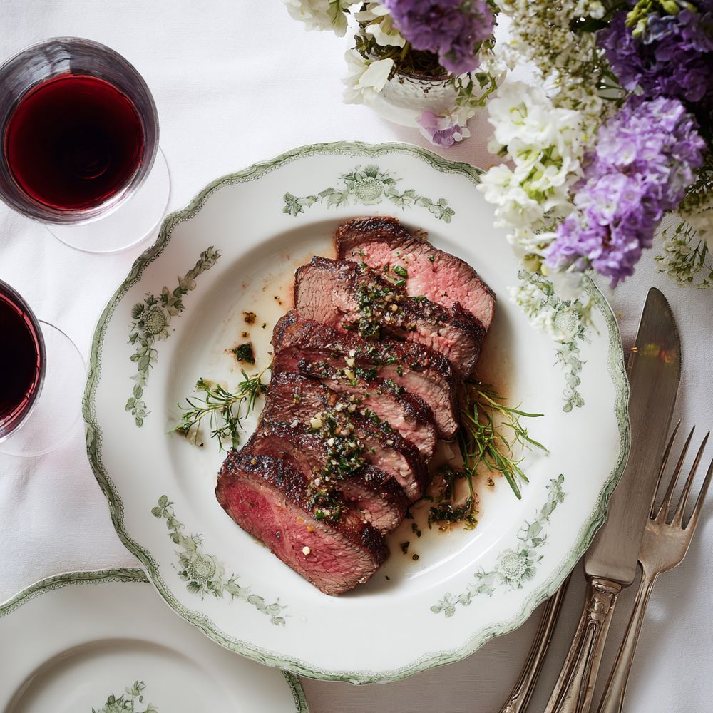 Famous French Foods Chateaubriand medium well steak