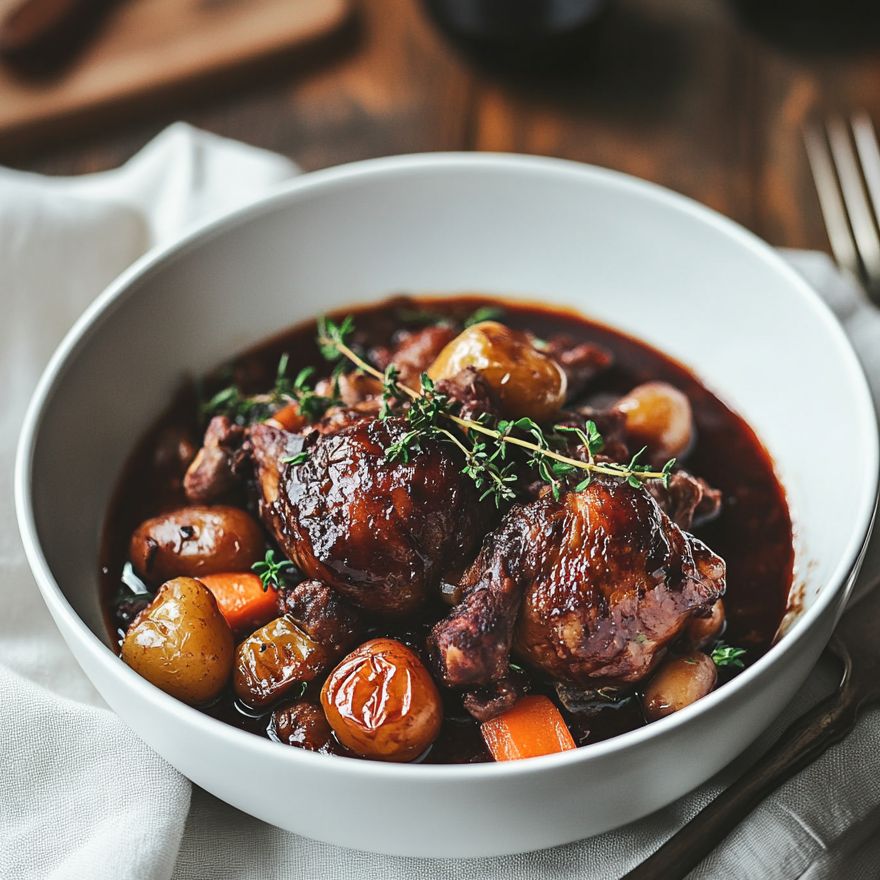 Famous French Foods Coq au Vin served